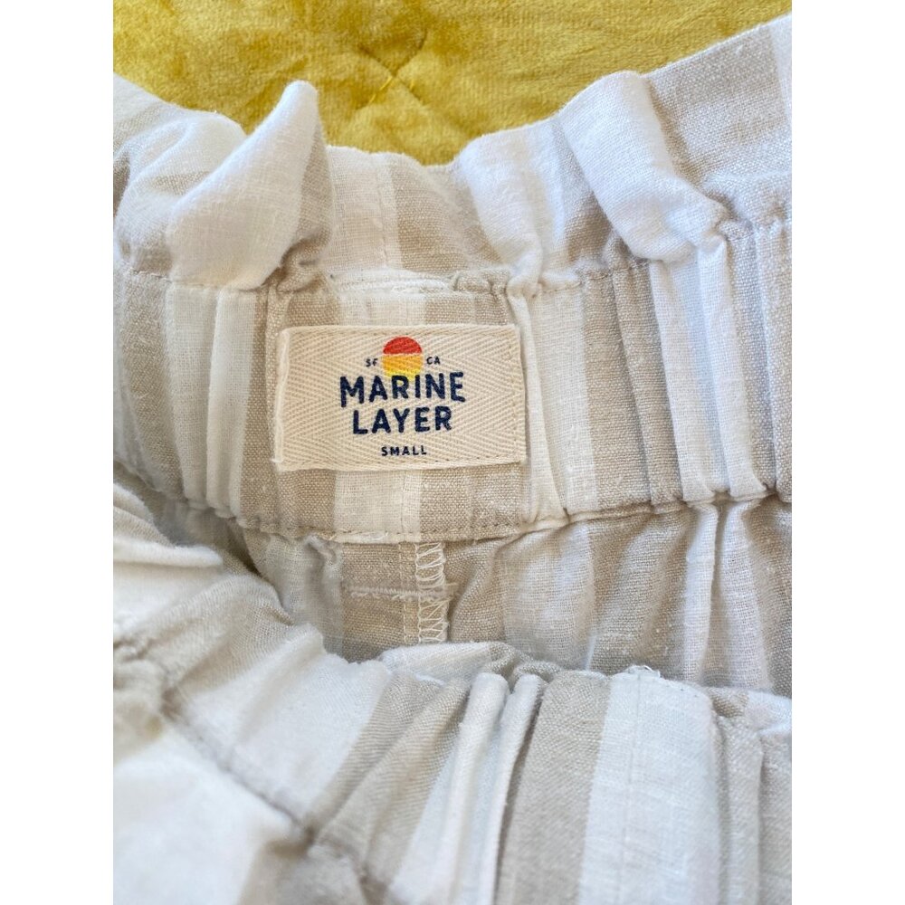 Marine Layer Caroline Pant Tan/White Stripe Small Wide Leg Capri Hemp Worn Once! - Picture 7 of 10